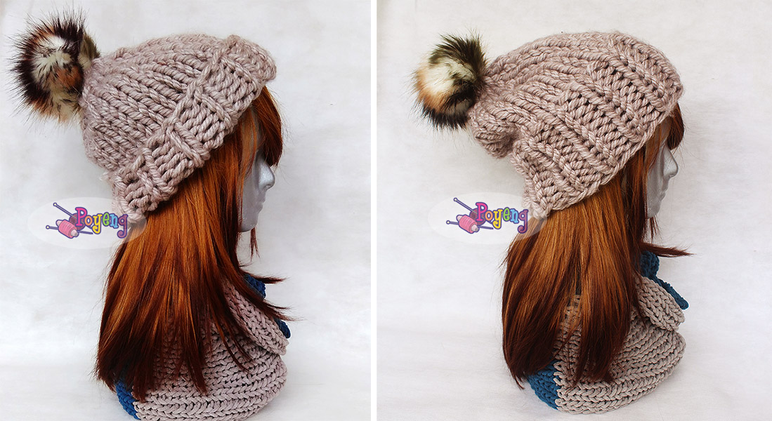 Classic jumbo knit hat worked in super bulky yarn with large needles