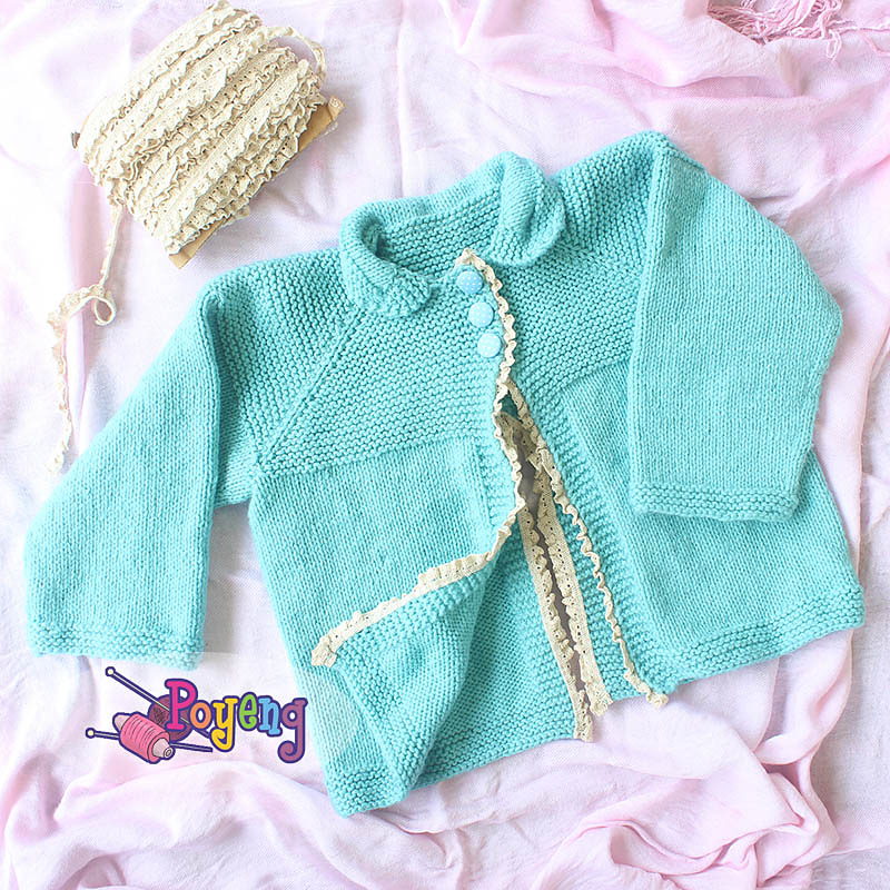 Adorable handknitted baby girl coat jacket in soft yarn