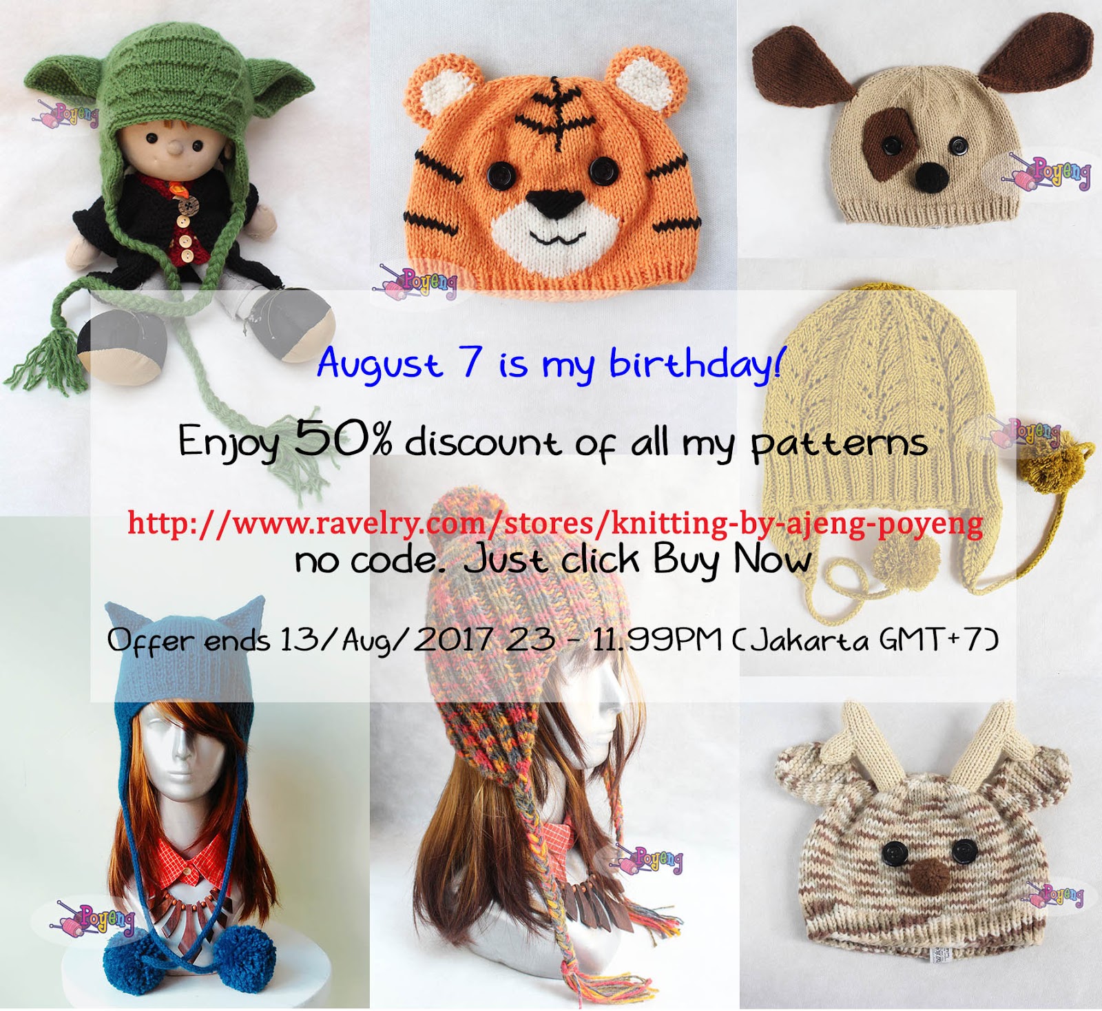 Ravelry pattern promo 50 percent off birthday sale promotional image