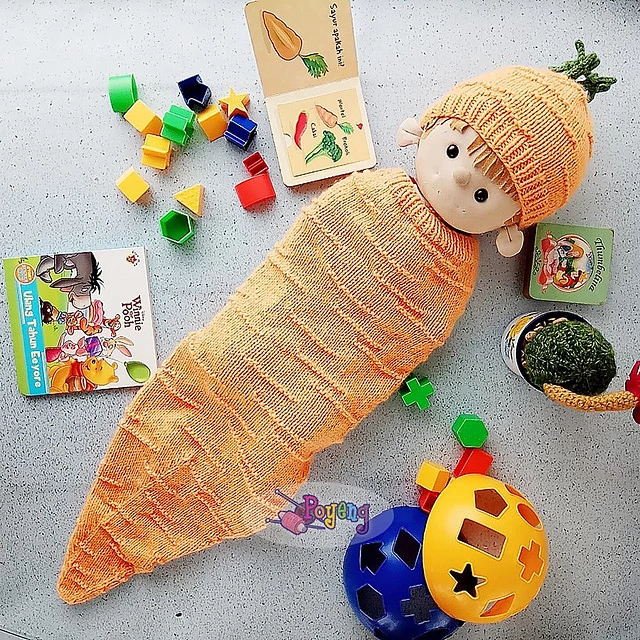 Carrot Baby Hat And Cocoon — detail