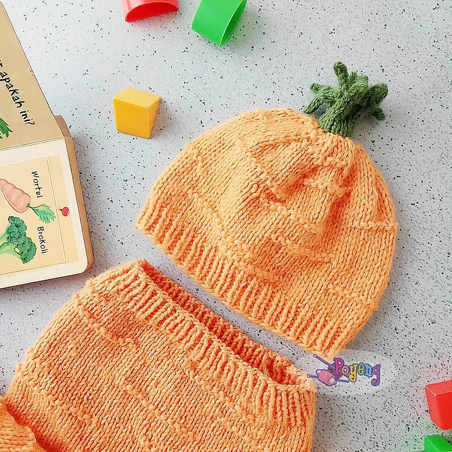 Carrot Baby Hat And Cocoon — detail