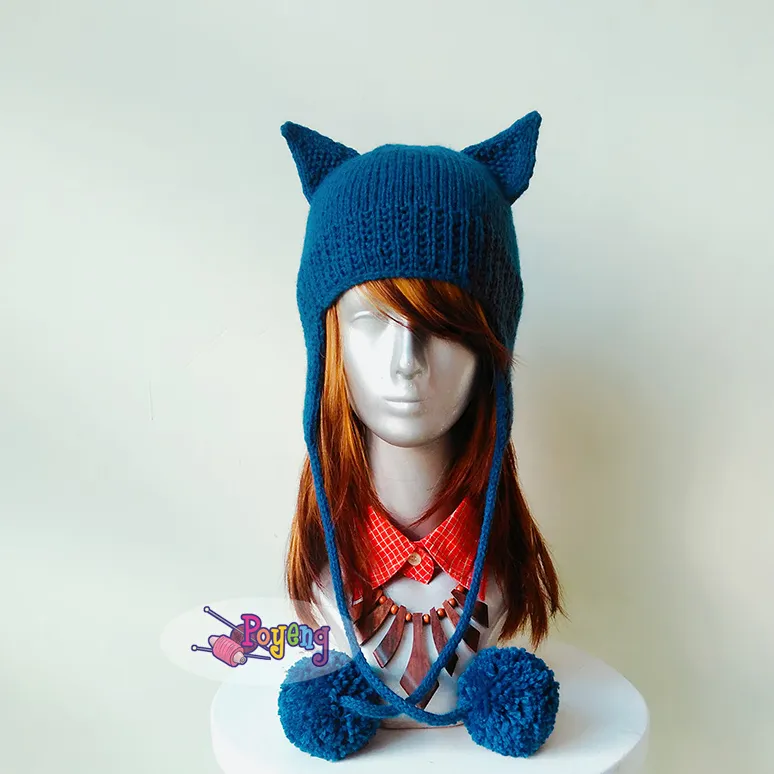 Earflap Hat with Cat Ears