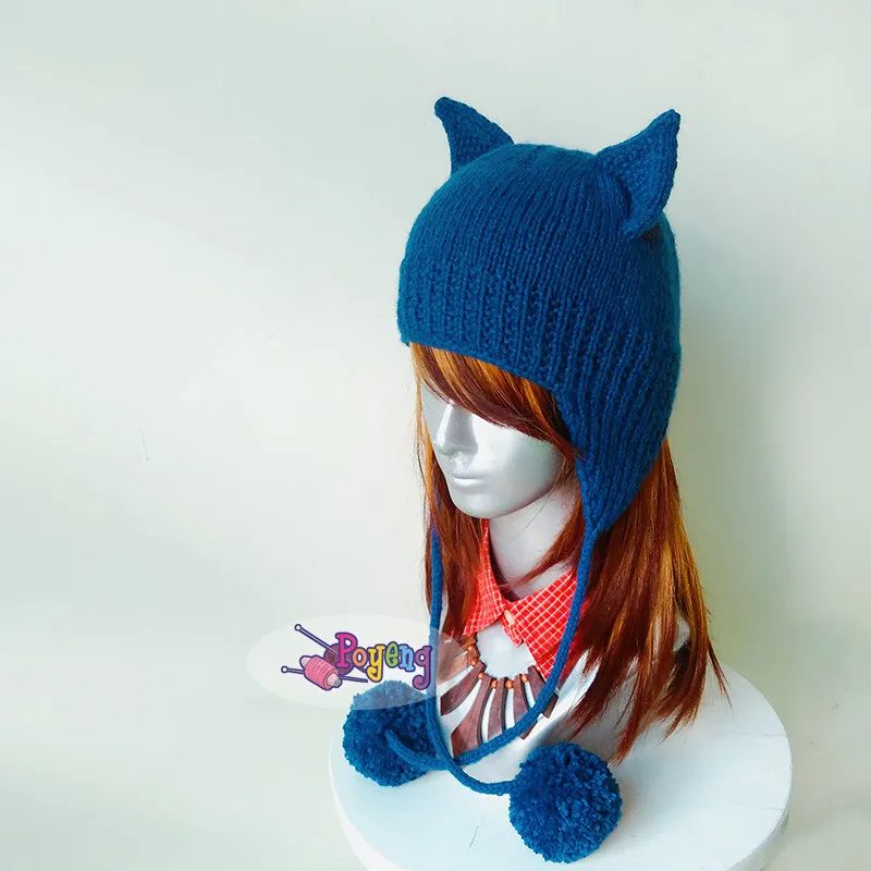 Earflap Hat with Cat Ears — detail