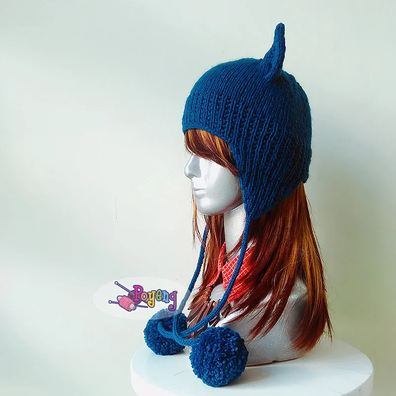 Earflap Hat with Cat Ears — detail