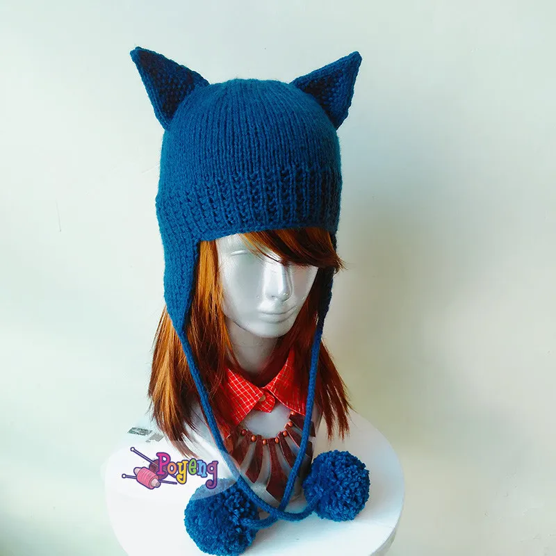 Earflap Hat with Cat Ears — detail