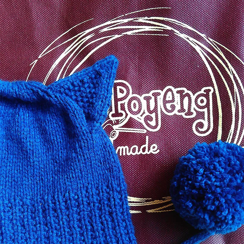 Earflap Hat with Cat Ears — detail