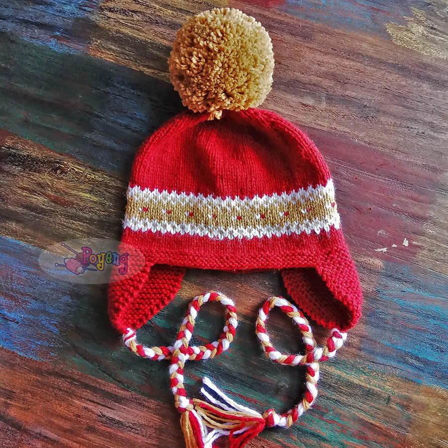 Vibrant Path earflap hat — detail